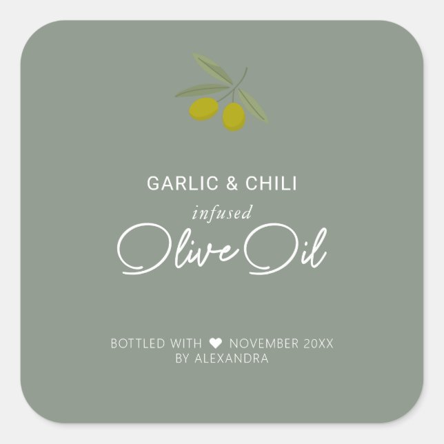 Homemade Infused Olive Oil  Square Sticker (Front)