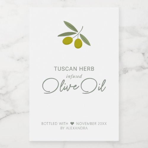 Homemade Infused Olive Oil Wine Label