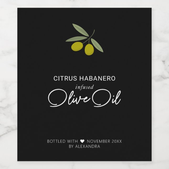 Homemade Infused Olive Oil Wine Label (Single Label)