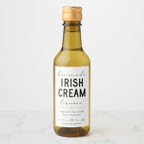 Homemade Irish Cream Liqueur Bottle Label