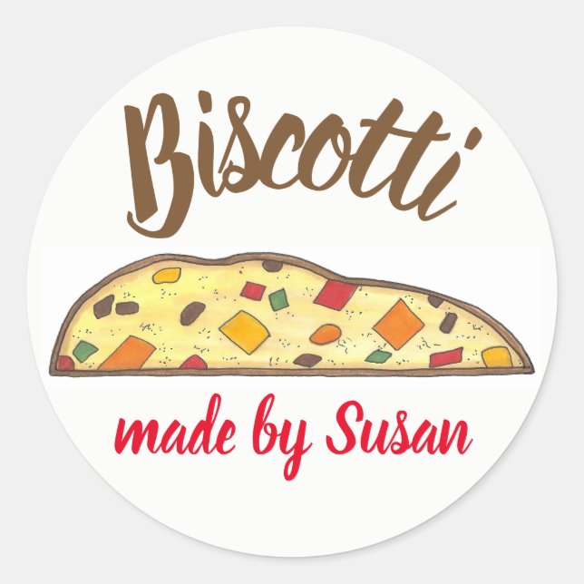 Homemade Italian Biscotti Personalized Baked By Classic Round Sticker (Front)