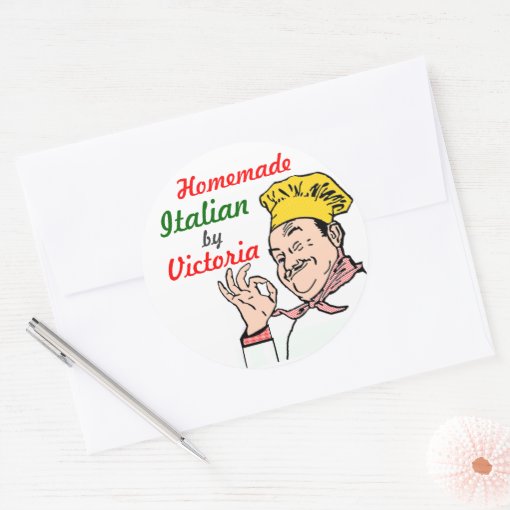 Homemade Italian Chef-Personalize It! Classic Round Sticker | Zazzle