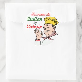 Homemade Italian Chef-Personalize It! Classic Round Sticker | Zazzle