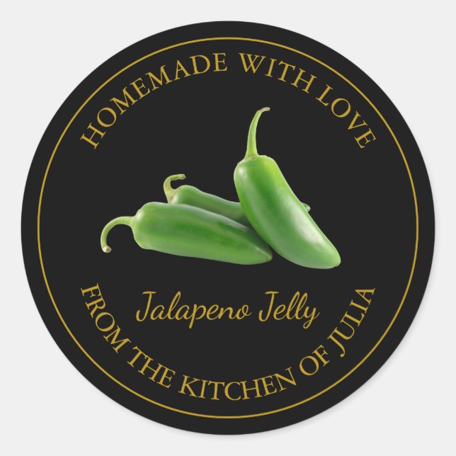 Homemade Jalapeno Jelly Label | Black (Front)
