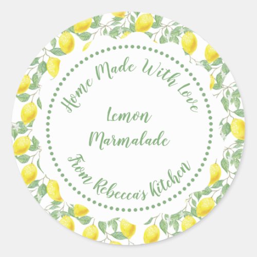 Homemade Jam Canning Label Lemon Pattern
