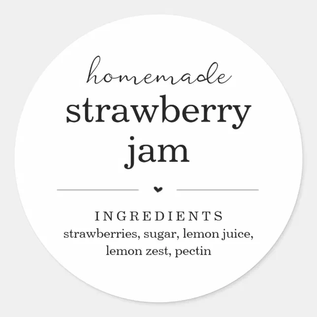 Homemade Jam / Food Canning Jar Label Sticker Zazzle