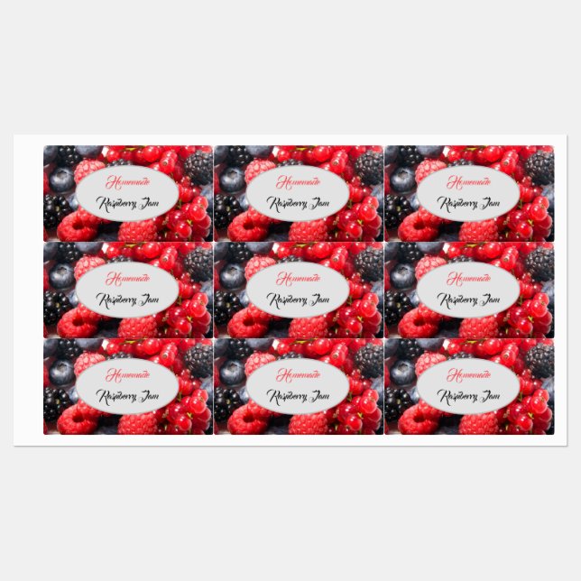 Homemade jam fresh fruit photo with text labels (Sheet)