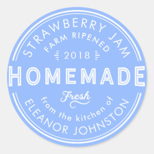 Homemade Jam / Jelly Label Fresh Blue and White