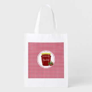 Homemade Jam Red and White Gingham Editable Grocery Bag