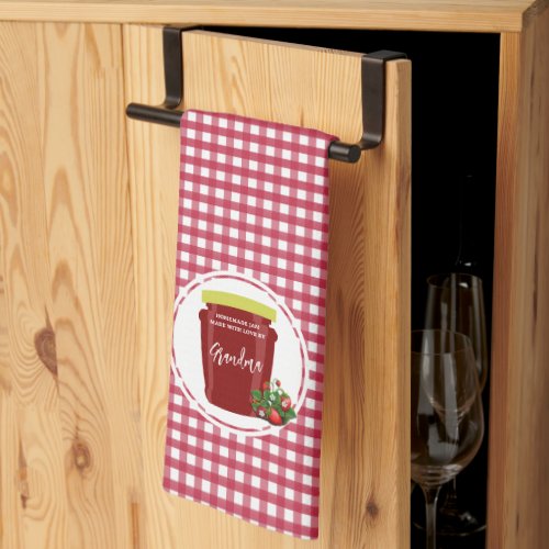 Homemade Jam Red and White Gingham Editable Label Kitchen Towel