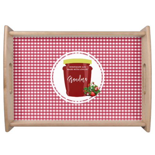 Homemade Jam Red and White Gingham Editable Label Serving Tray