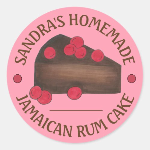 Homemade Jamaican Rum Cake Slice Baked By Classic Round Sticker