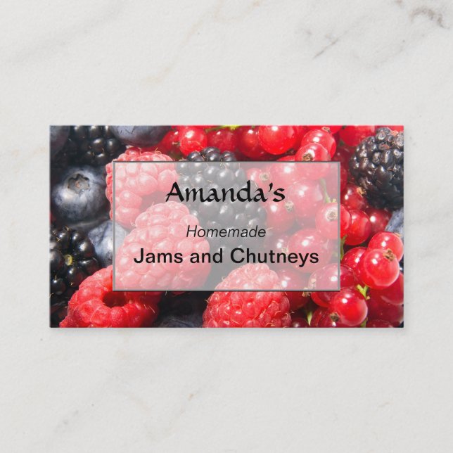 Homemade jams and chutneys professional business card (Front)