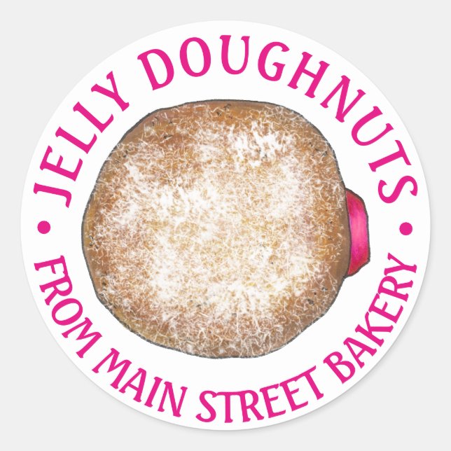 Homemade Jelly Donuts Doughnuts Baked By Bakery Classic Round Sticker (Front)