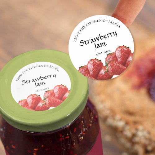 Homemade Jelly Strawberry Jam Jar Lid Label