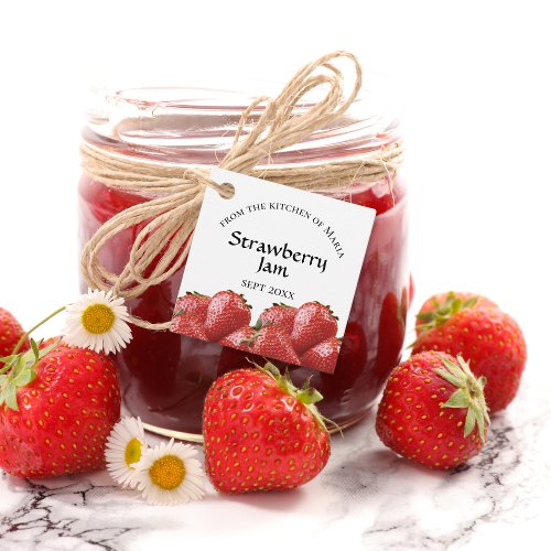 Homemade Jelly Strawberry Jam Jar Tag with Rope