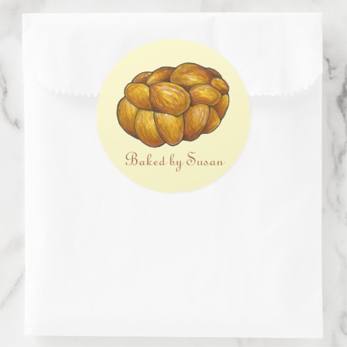 Homemade Jewish Challah Bread Loaf Baked By Classic Round Sticker
