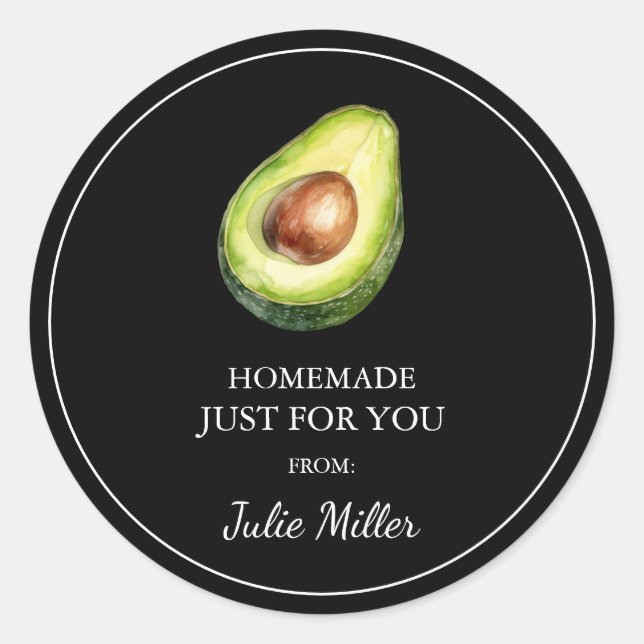 Homemade just for you avocado label (Front)