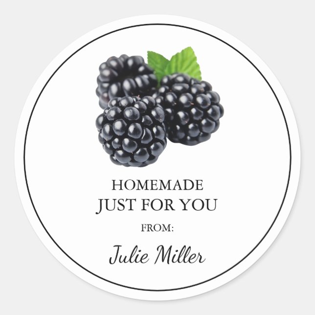 Homemade just for you blackberry label (Front)