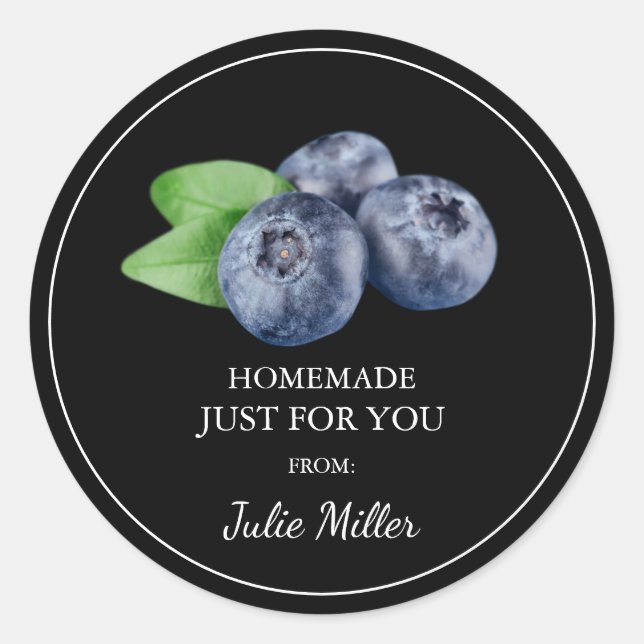 Homemade just for you blueberry label (Front)