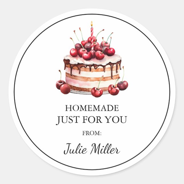 Homemade just for you cake label (Front)