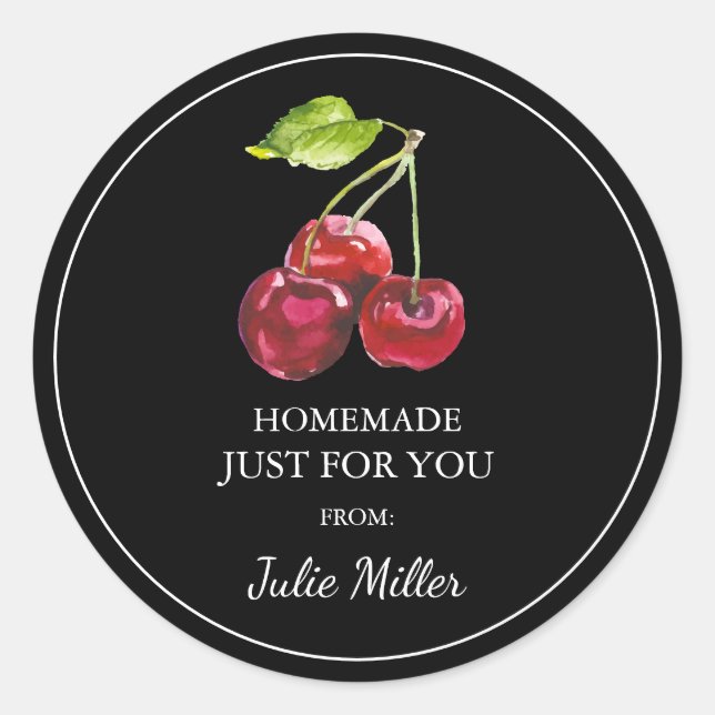 Homemade just for you cherry label (Front)