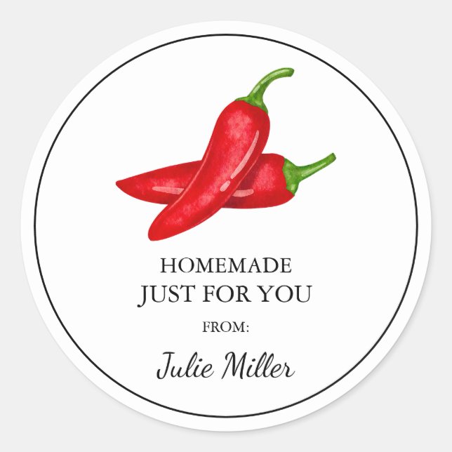Homemade just for you chili label (Front)