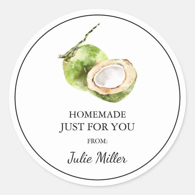 Homemade just for you coconut label (Front)
