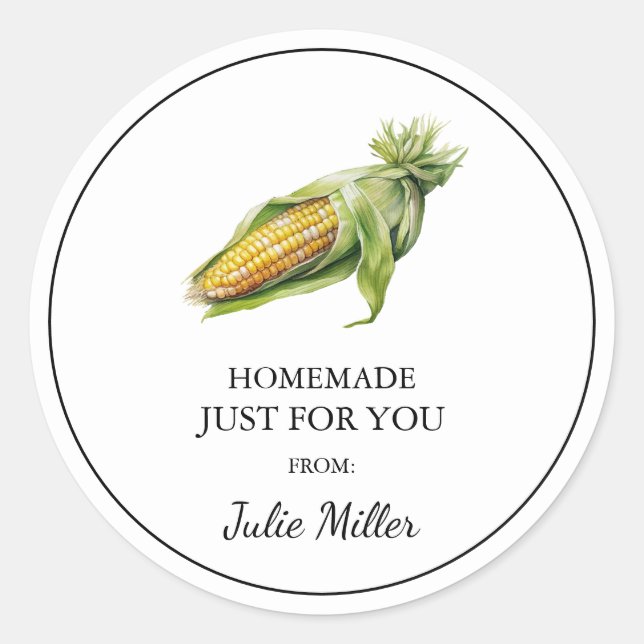 Homemade just for you corn label (Front)