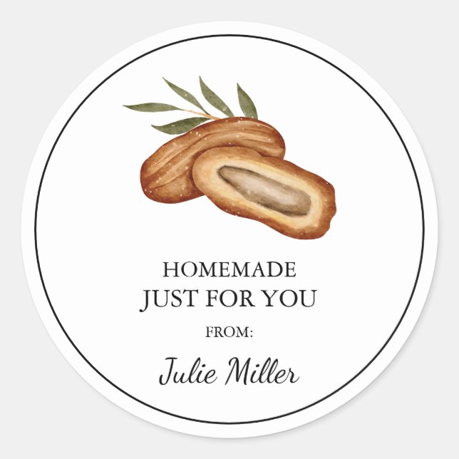 Homemade just for you date fruit label (Front)