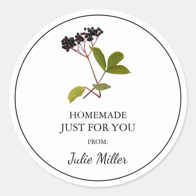 Homemade just for you elderberry label (Front)