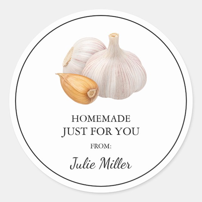 Homemade just for you garlic label (Front)