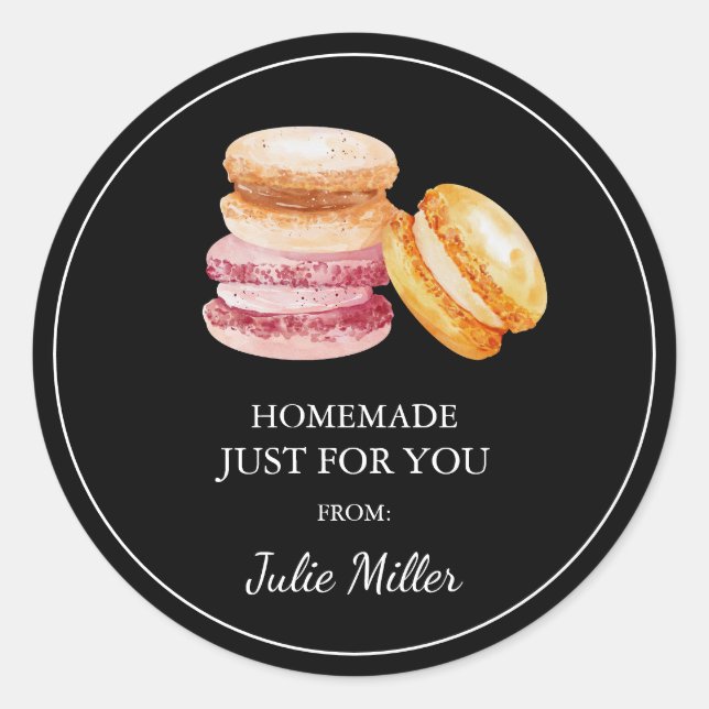 Homemade just for you macarons label (Front)