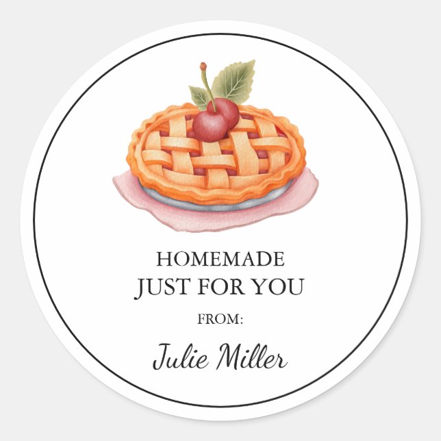 Homemade just for you pie label (Front)
