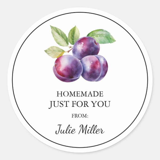 Homemade just for you plum label (Front)