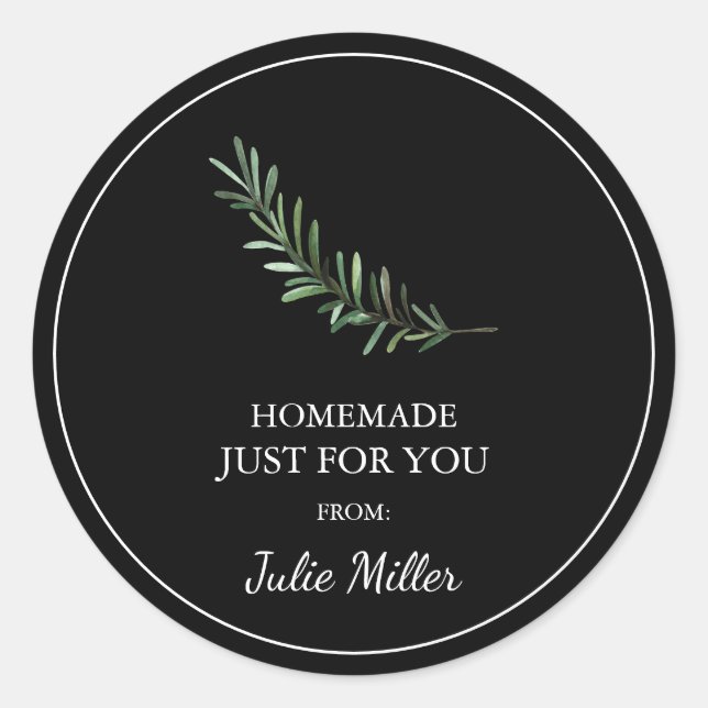 Homemade just for you rosemary label (Front)