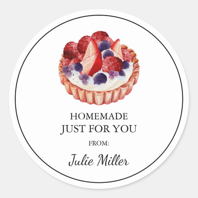 Homemade just for you tart label (Front)