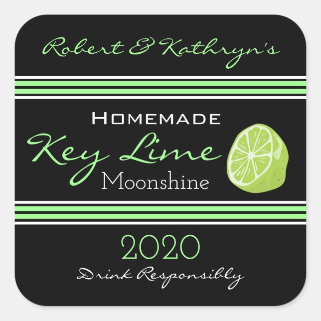 Homemade Key Lime Moonshine Personalized Square Sticker (Front)