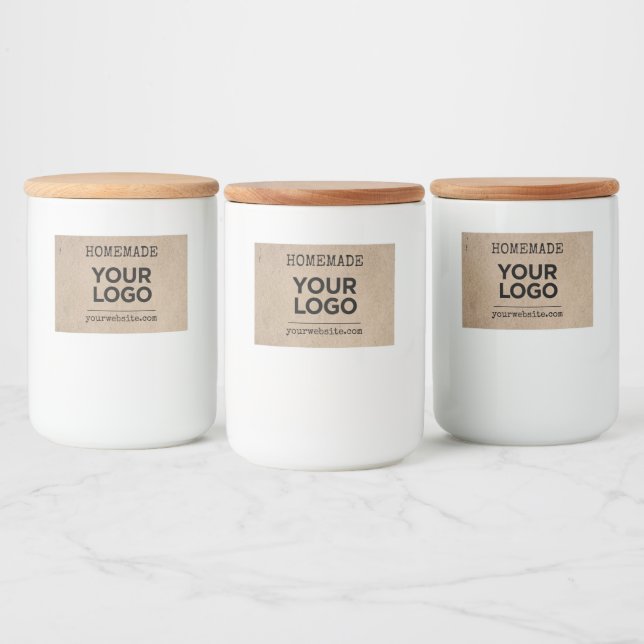 Homemade Krafr Brown Paper Simple Business Logo Food Label (Bottles)
