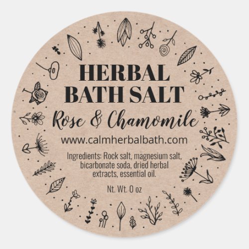 Homemade Kraft Herbal Bath Salt Labels