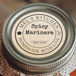 Homemade Kraft Kitchen Custom Product Packaging Classic Round Sticker
