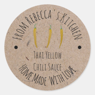 Homemade Kraft Paper Thai Yellow Chili Sauce Classic Round Sticker