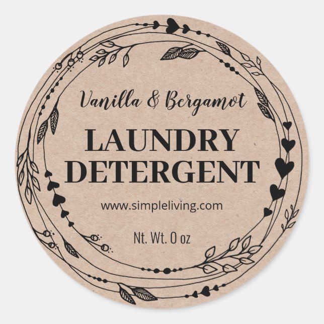 Homemade Kraft Scented Laundry Detergent Labels (Front)