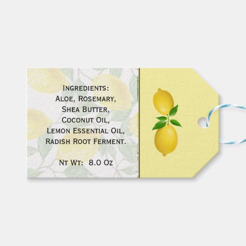 Homemade Lemon Body Product Label  Product Tag