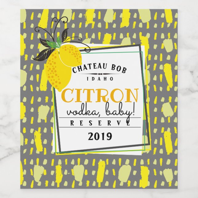 Homemade lemon citrus wine personalized label (Single Label)