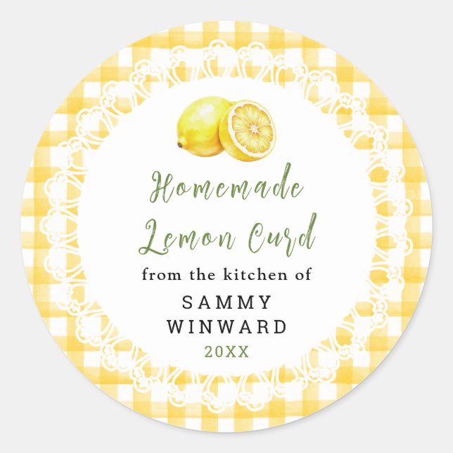 Homemade Lemon Curd Jar Label (Front)