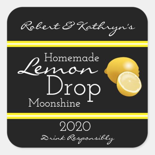 Homemade Lemon Drop Moonshine Personalized Square Sticker