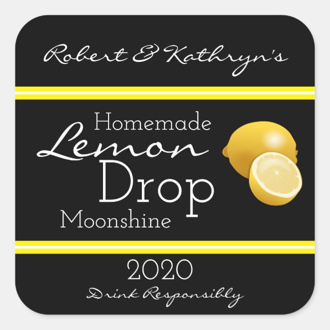 Homemade Lemon Drop Moonshine Personalized Square Sticker (Front)