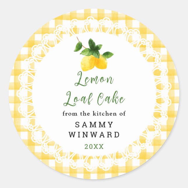 Homemade Lemon Loaf Cake Label (Front)