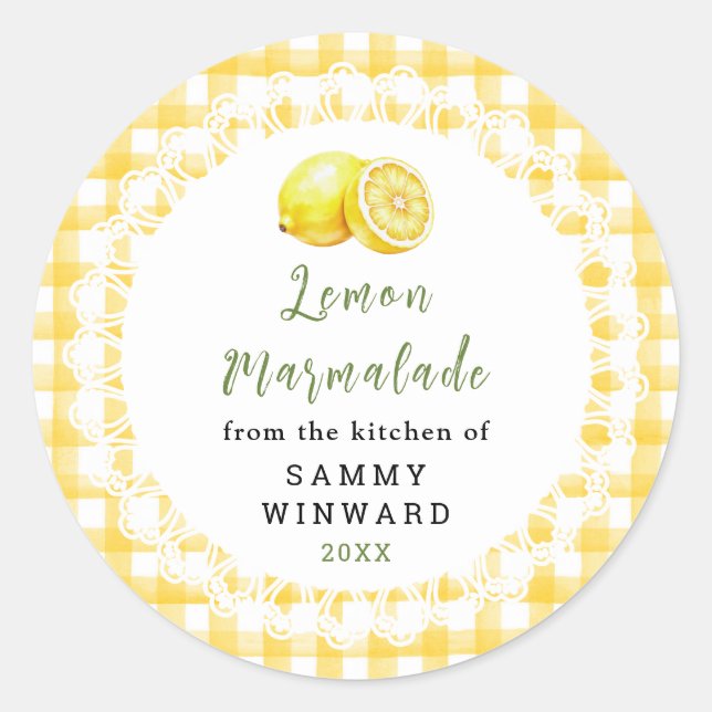 Homemade Lemon Marmalade Jar Label (Front)